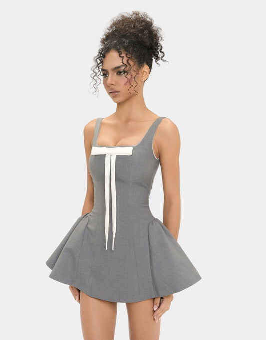 Eminist Grey Ribbon Sweetheart Dress