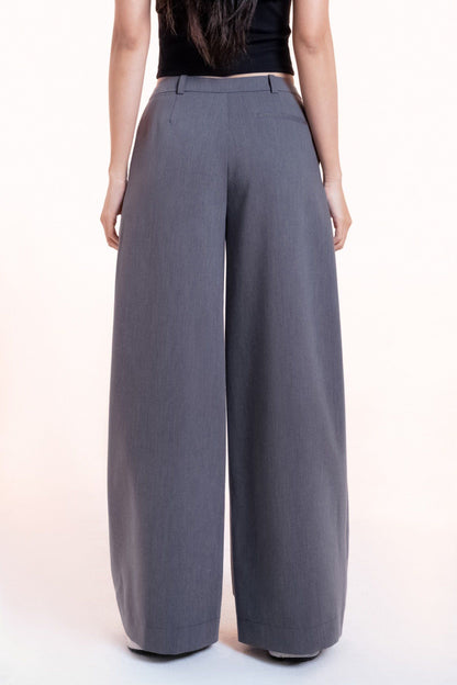 Libe Grey Tailored Wide Leg Trousers (Pre-order)