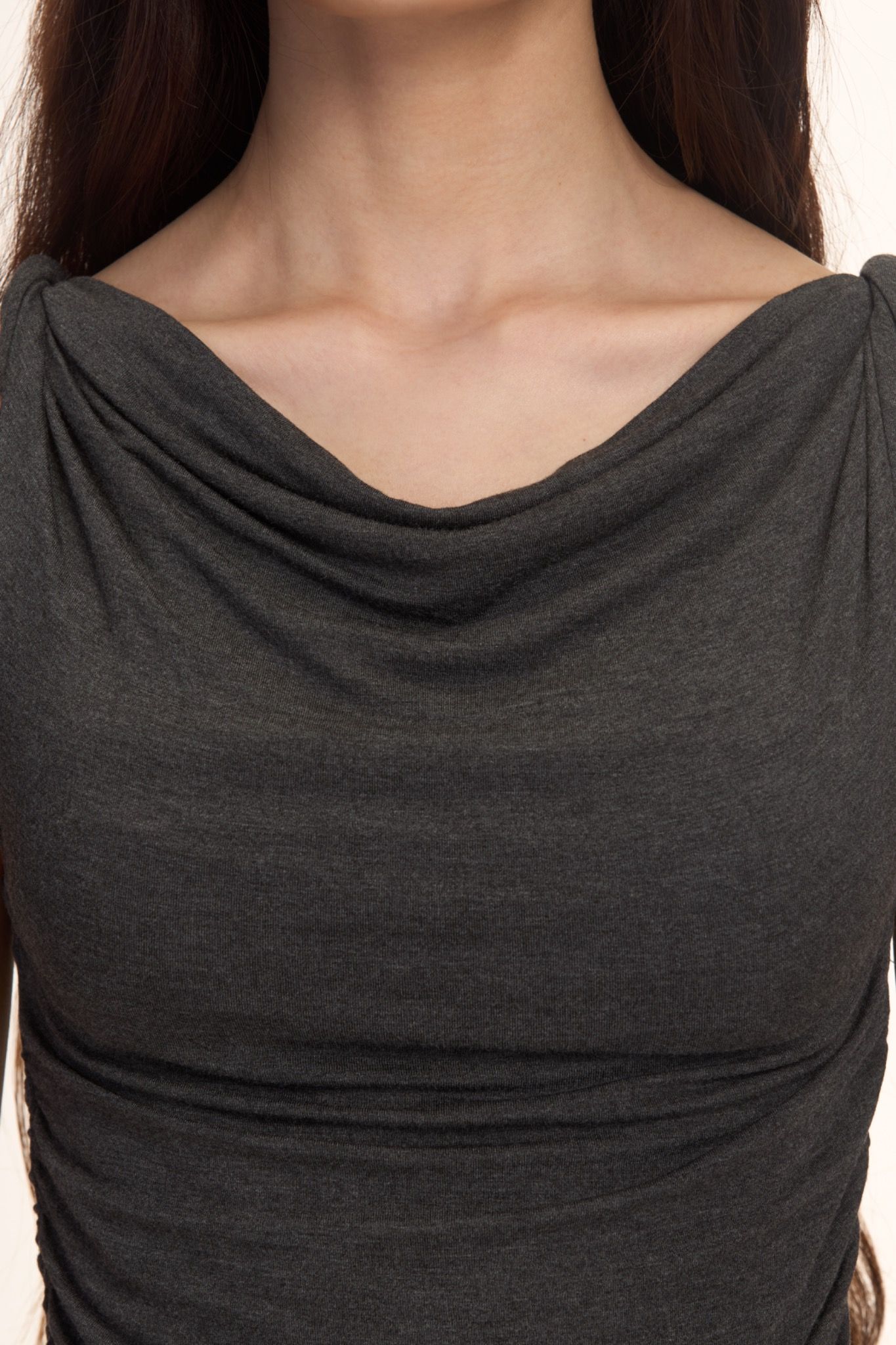 Libe Grey Twist Shoulder Top (Pre-order)