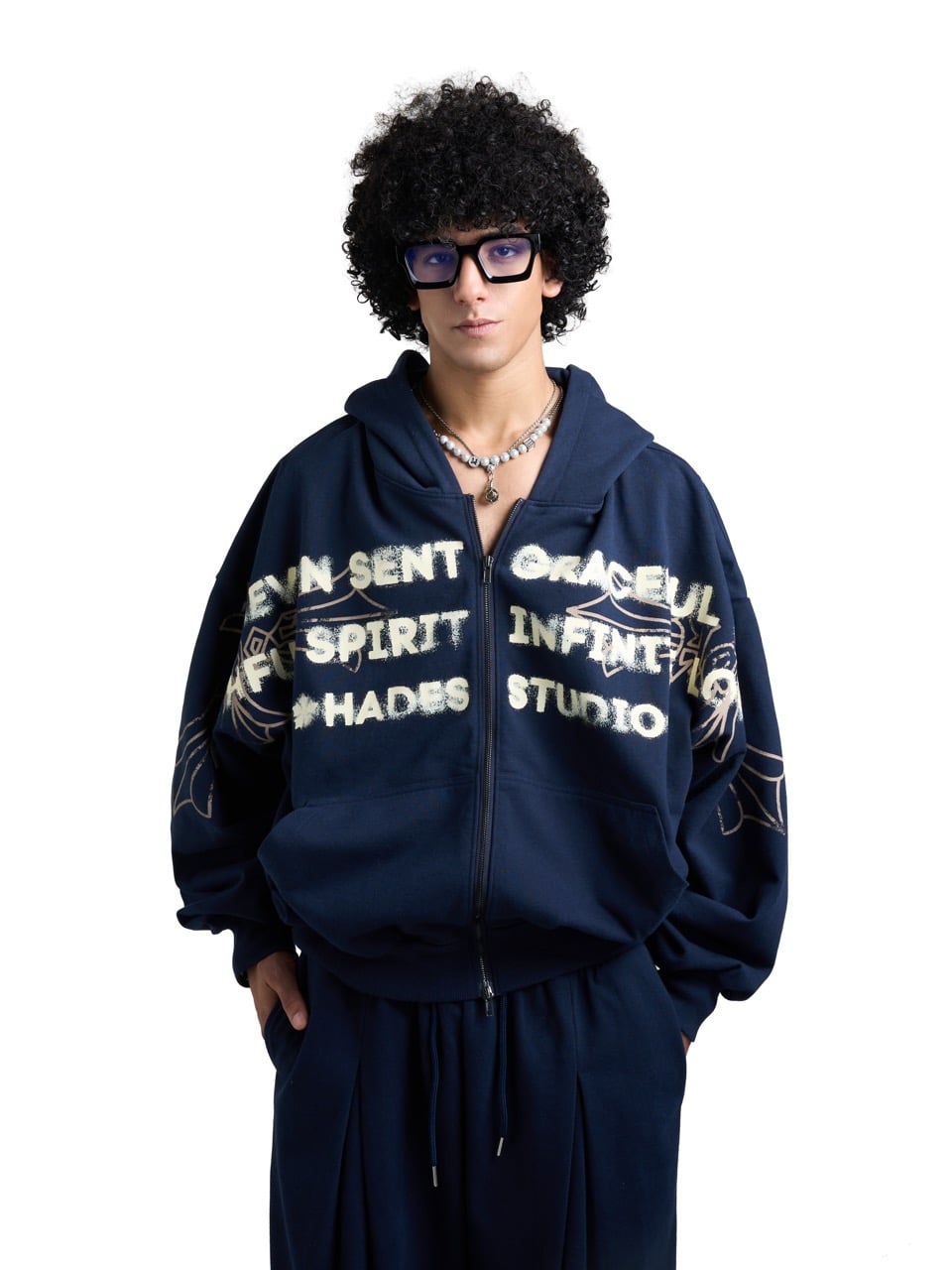 Hades Heaven’S Call Hoodie Zip - Blue Navy