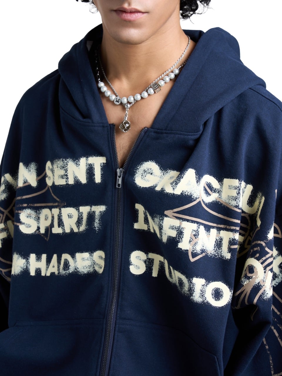 Hades Heaven’S Call Hoodie Zip - Blue Navy