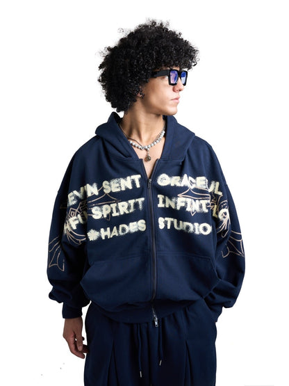 Hades Heaven’S Call Hoodie Zip - Blue Navy