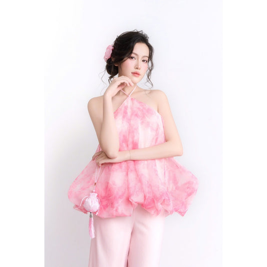 Aguja Hai Thu Pink Organza Dress (Pre-order)