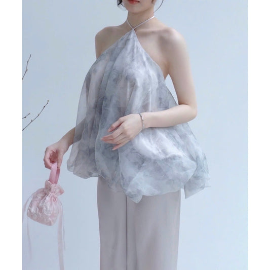 Aguja Hai Thu Gray Organza Dress (Pre-order)