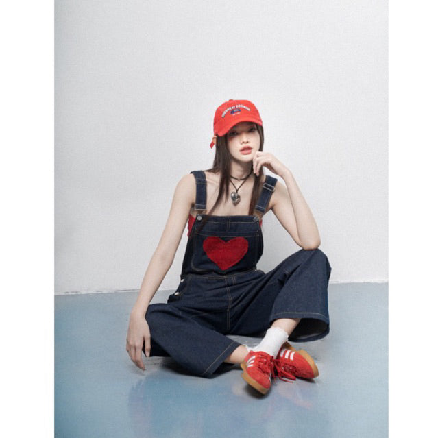 Ours stu Heart Shape Jeans Overalls (Pre-order)
