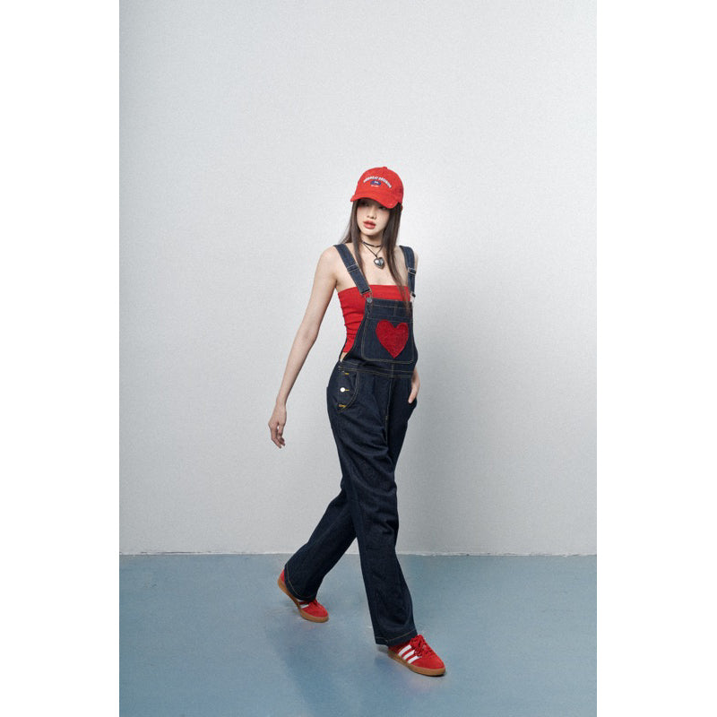 Ours stu Heart Shape Jeans Overalls (Pre-order)