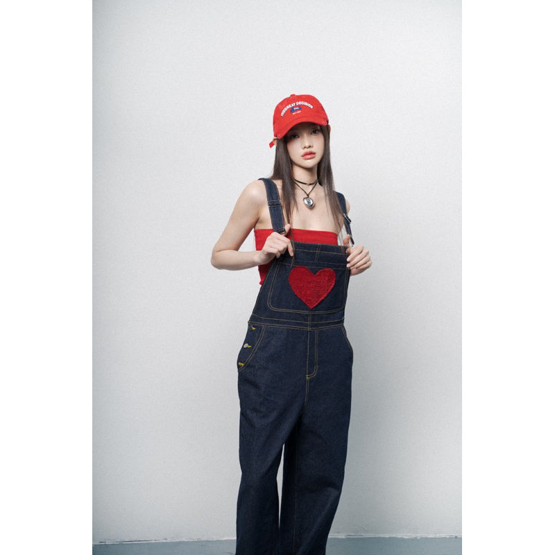 Ours stu Heart Shape Jeans Overalls (Pre-order)