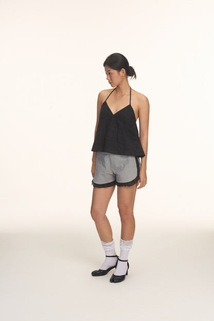 Libe Houndstooth Shorts With Lace Trimming (Pre-order)
