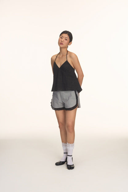Libe Houndstooth Shorts With Lace Trimming (Pre-order)