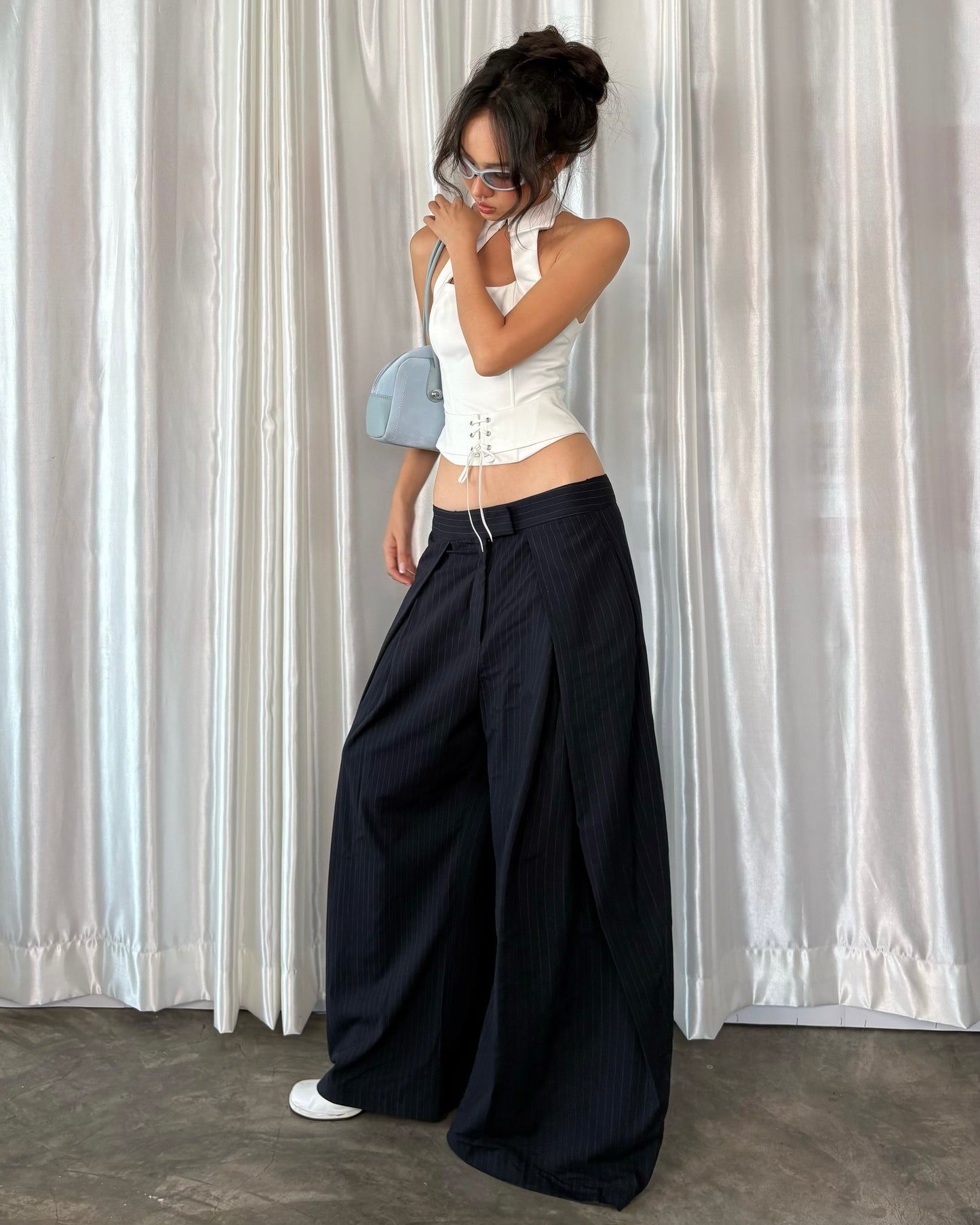Aiai Studio Wide Leg Pinstriped Trousers