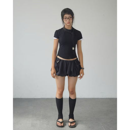 UYU Label Asymatrical Collar with Tie Top
