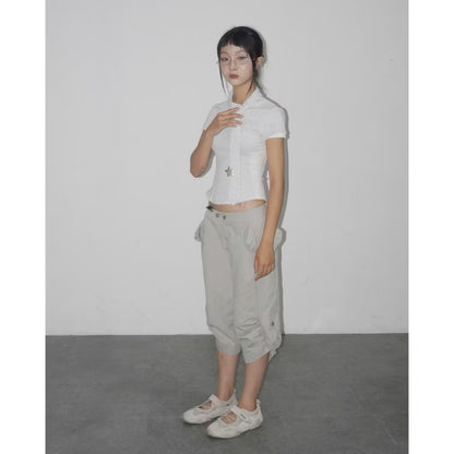 UYU Label Asymatrical Collar with Tie Top