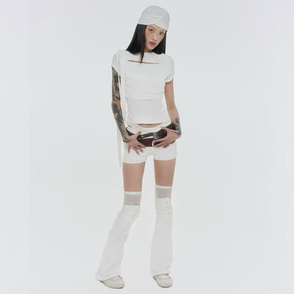 Sagittarius.A+ Graped Strap T-Shirt