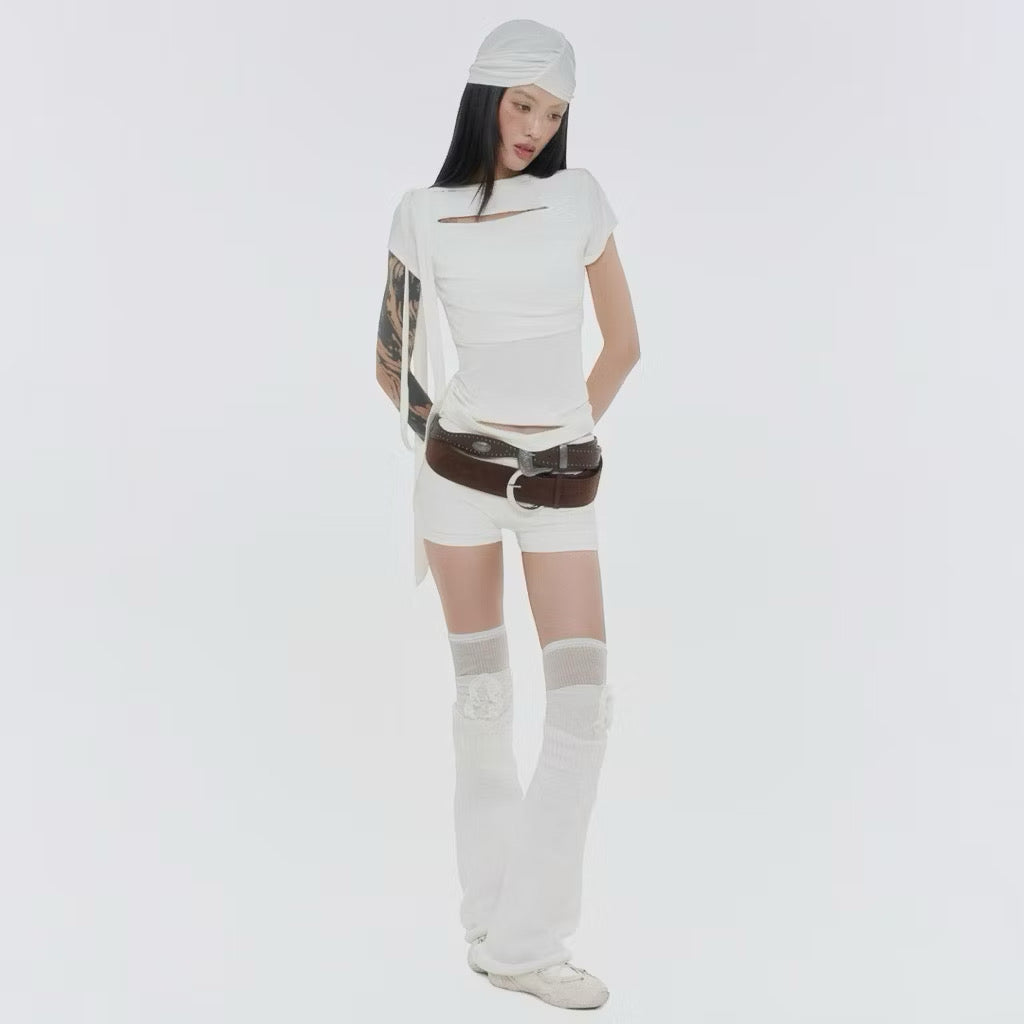 Sagittarius.A+ Graped Strap T-Shirt