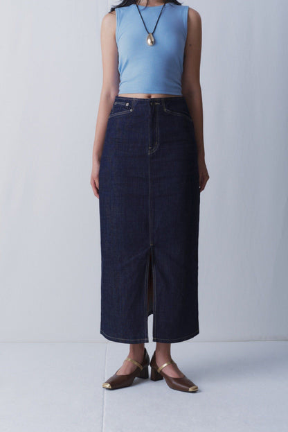 Libe Indigo Denim Maxi Skirt (Pre-order)