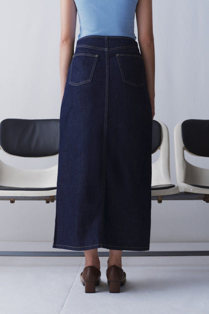 Libe Indigo Denim Maxi Skirt (Pre-order)