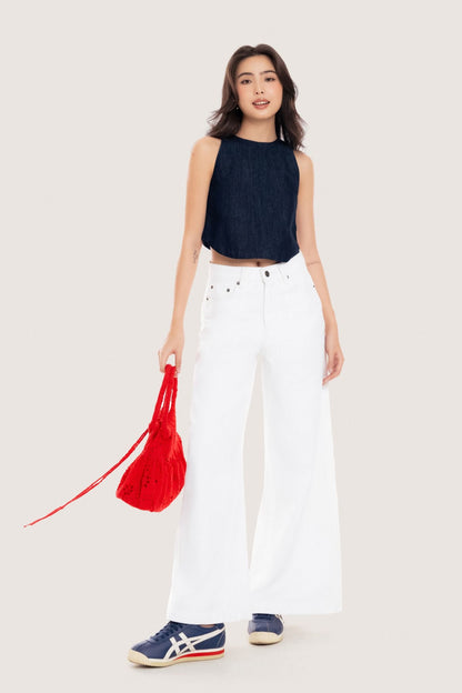 Libe Indigo Halter Neck Denim Top (Pre-order)
