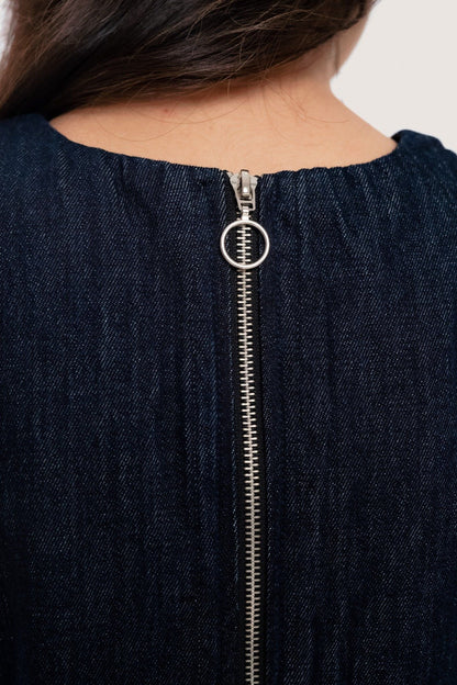 Libe Indigo Halter Neck Denim Top (Pre-order)