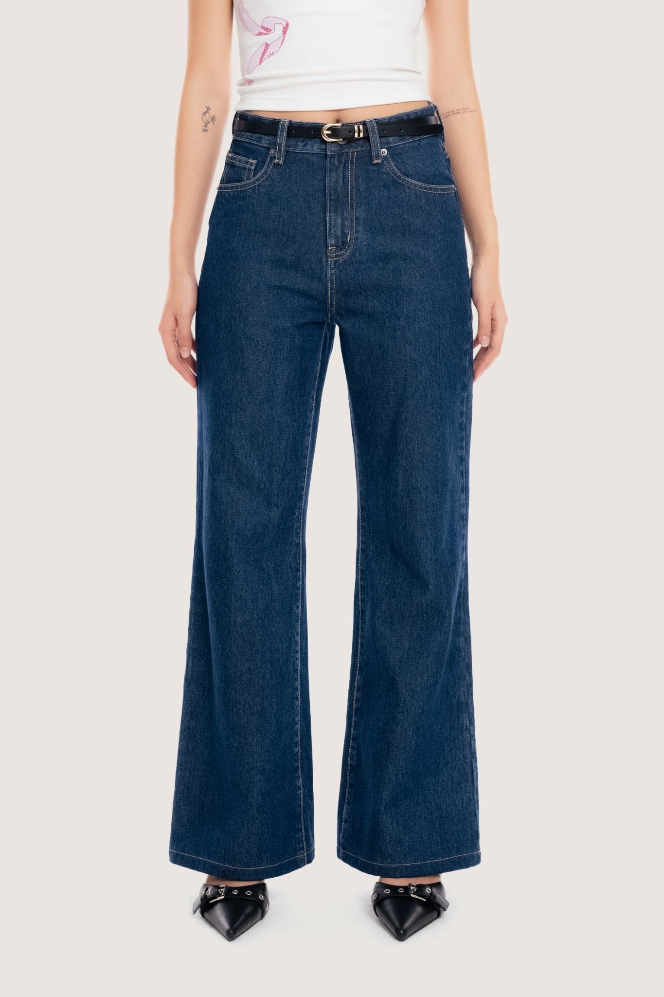 Libe Indigo Mid Rise Flared Jeans (Pre-order)