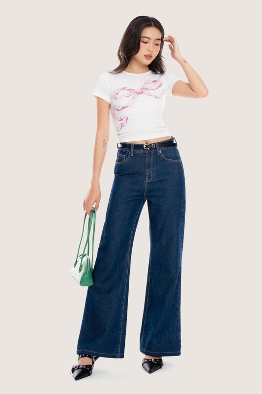Libe Indigo Mid Rise Flared Jeans (Pre-order)