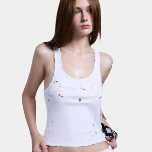 Kish White Raw Punk Top