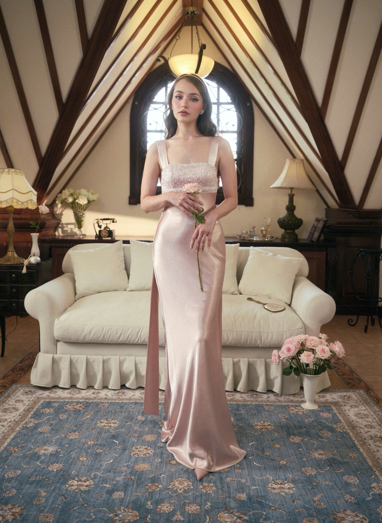 Kisserine Renaisee Dress - Coral Pink