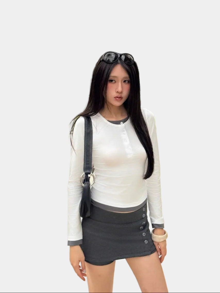 Calem Club Layered Button Top