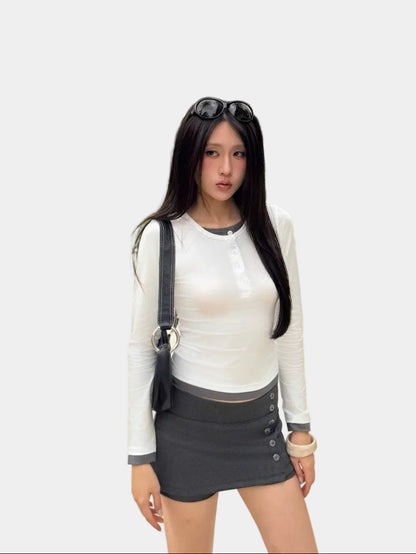 Calem Club Layered Button Top