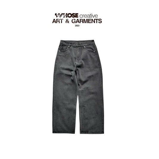 WHOSE Light Grey Wide Straight Jeans (Pre-order)