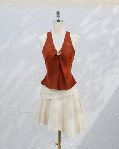 Ceci Lira Top - Dark Terracotta