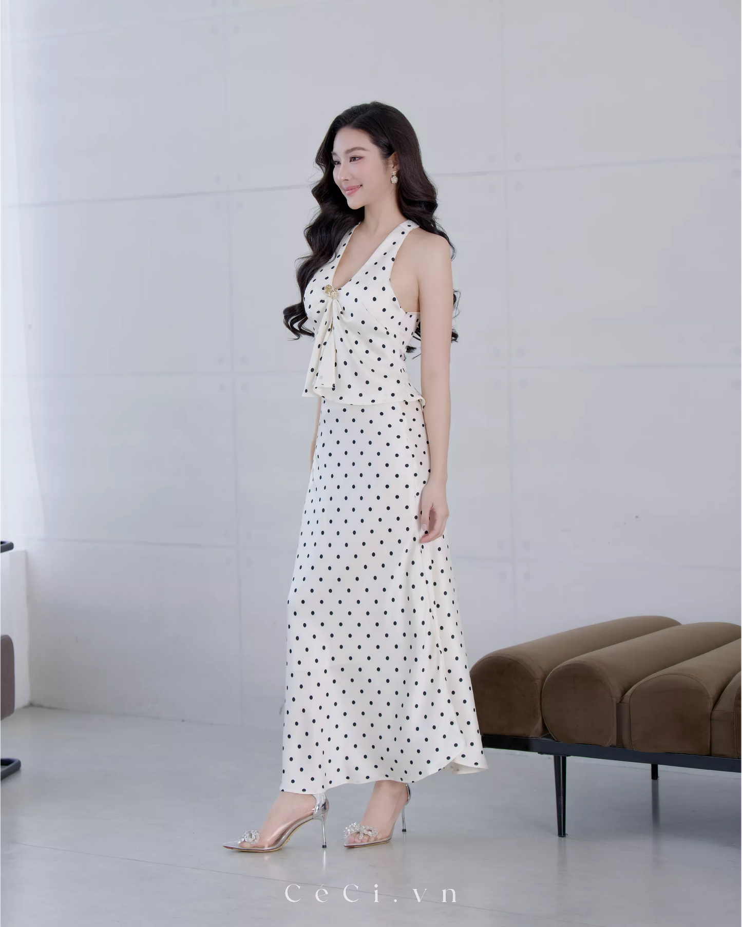 Ceci Lira Top - Ivory Polka