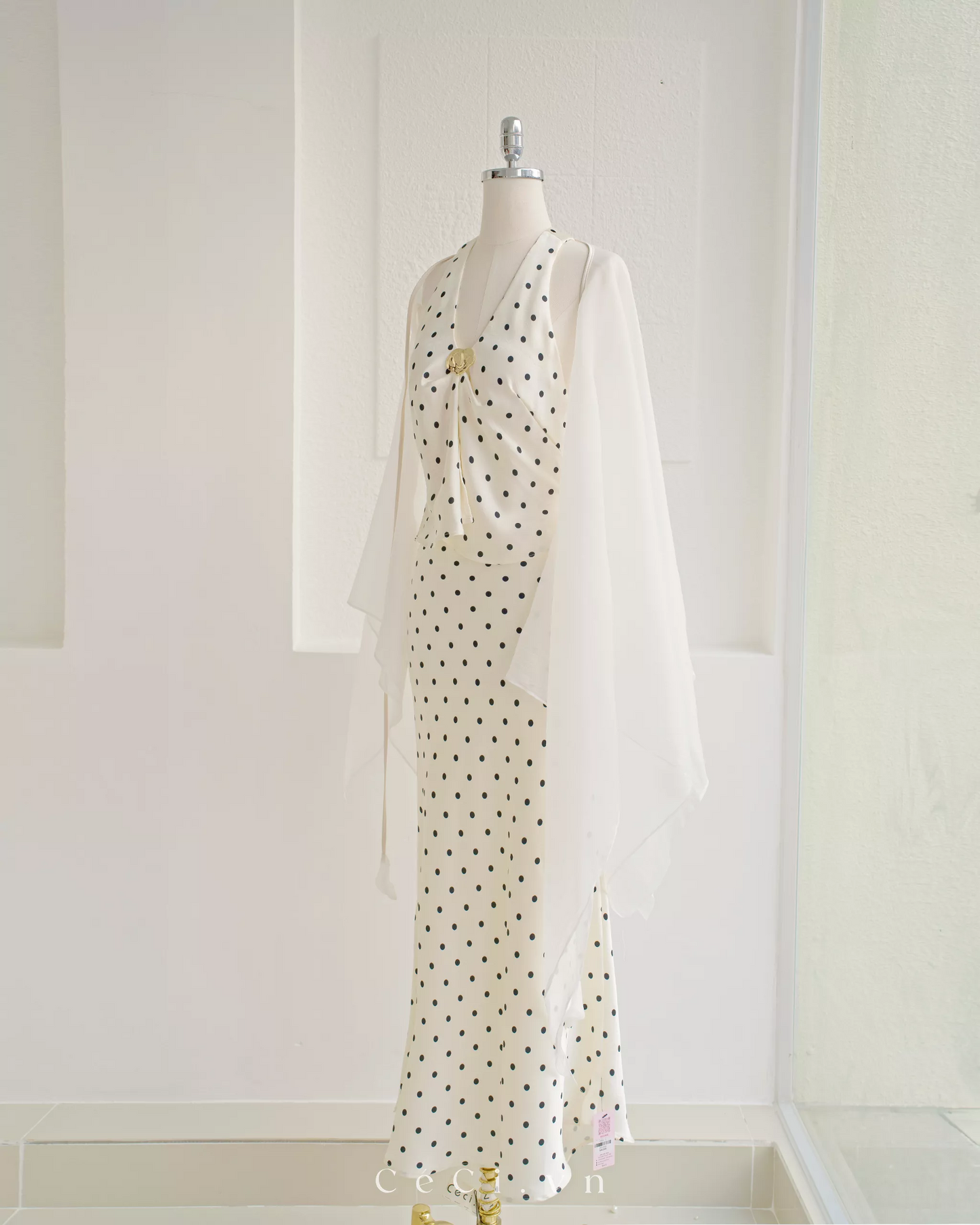 Ceci Lira Top - Ivory Polka