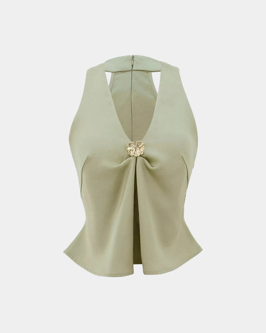 Ceci Lira Top - Olive Glow