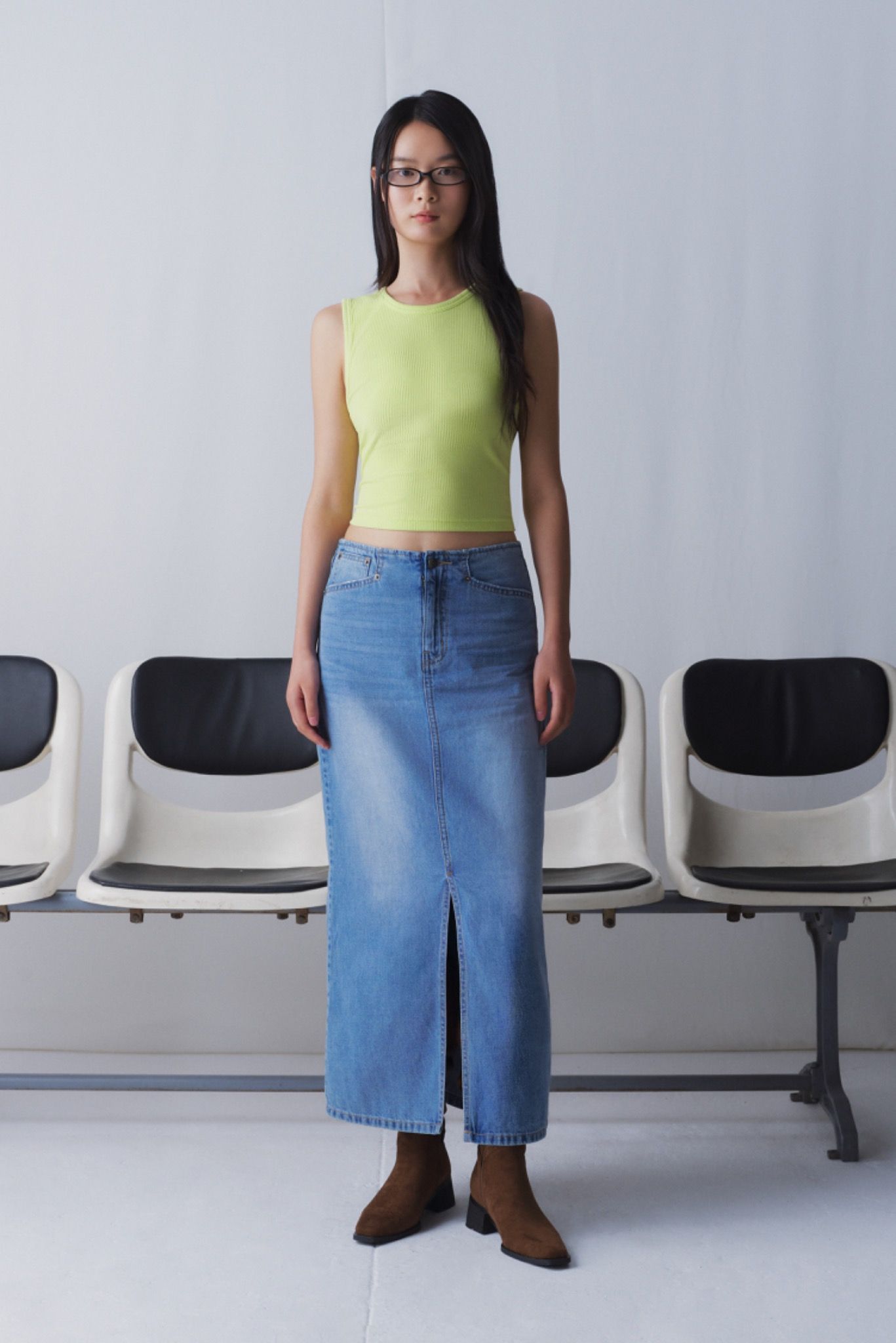 Libe Light Blue Denim Maxi Skirt (Pre-order)