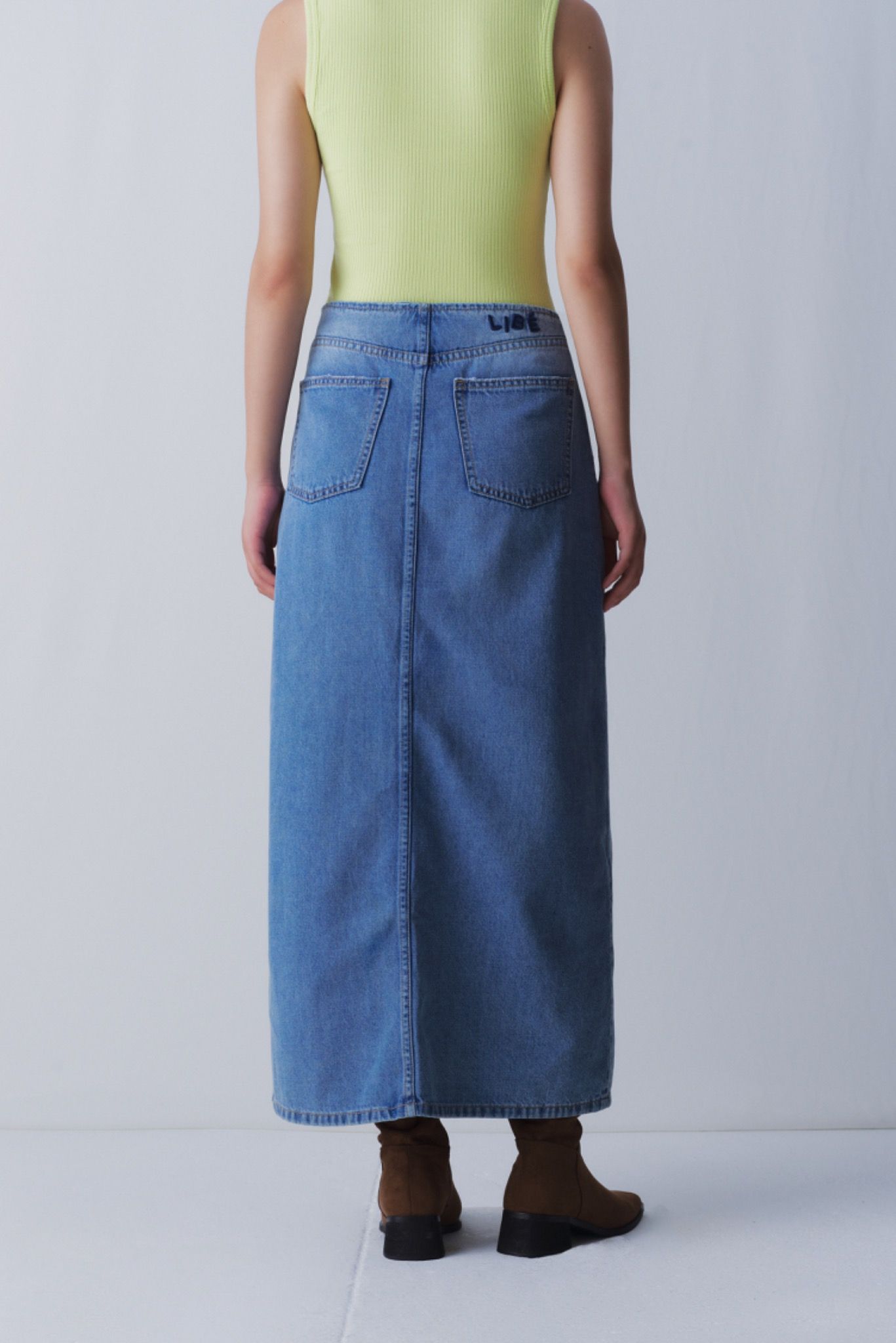 Libe Light Blue Denim Maxi Skirt (Pre-order)