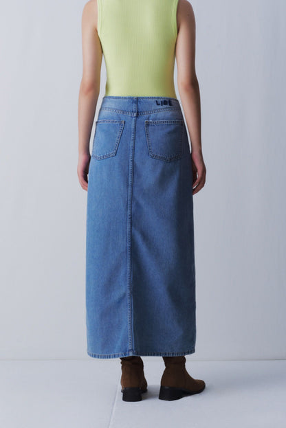 Libe Light Blue Denim Maxi Skirt (Pre-order)