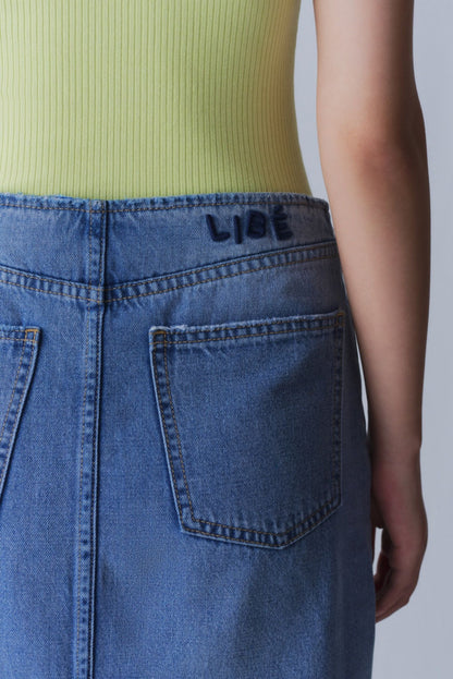 Libe Light Blue Denim Maxi Skirt (Pre-order)