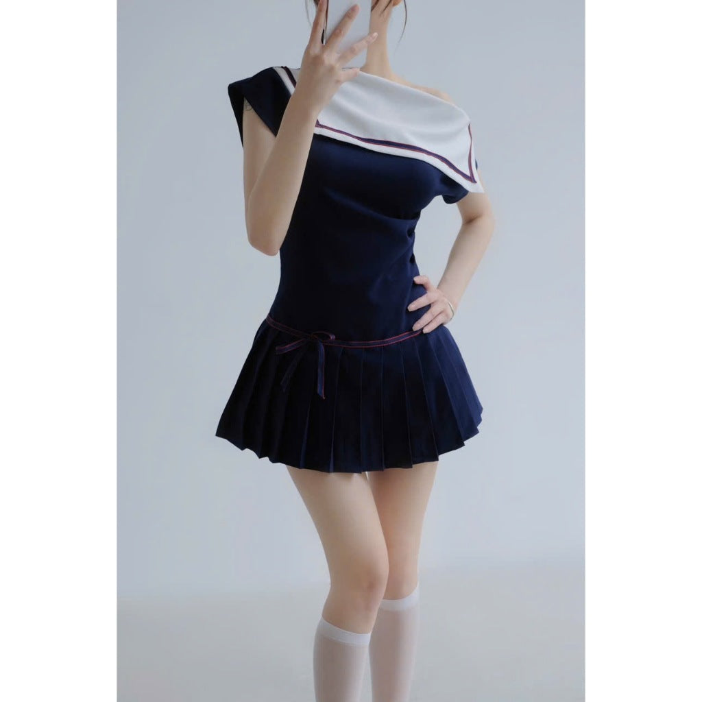 Aguja Lilina Pleated Off-Shoulder Dress (Pre-order)