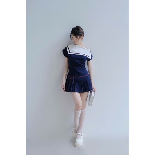 Aguja Lilina Pleated Off-Shoulder Dress (Pre-order)