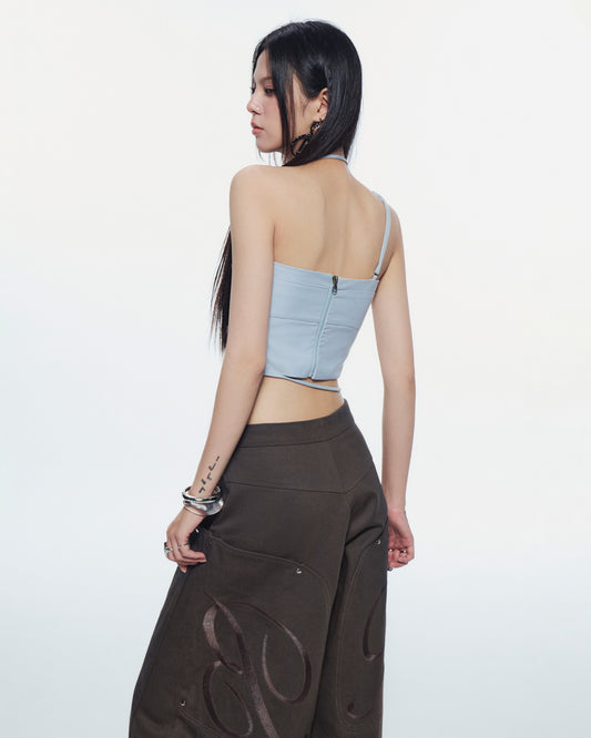 Bunny Hill Lullaby Halter Top (Blue) (Pre-order) - Em Clothing