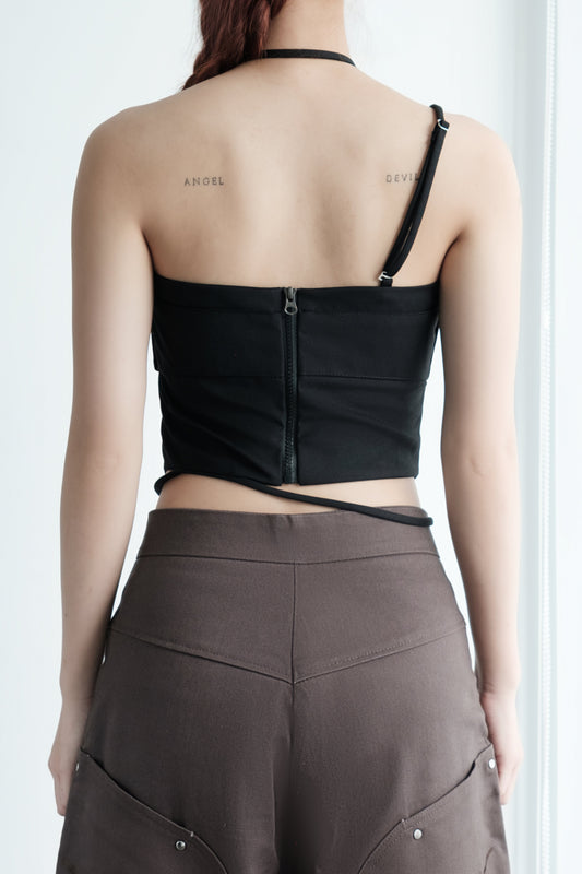 Bunny Hill Lullaby Halter Top (Black) (Pre-order) - Em Clothing