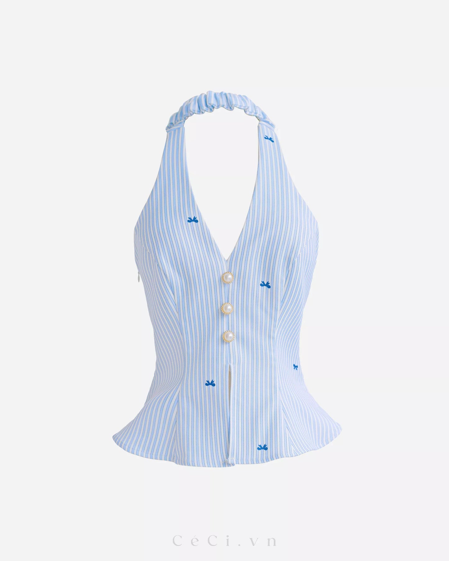 Ceci Maisie Top - Bow Bluebell