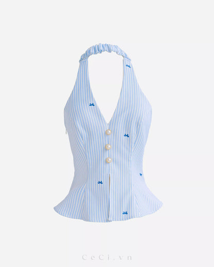 Ceci Maisie Top - Bow Bluebell