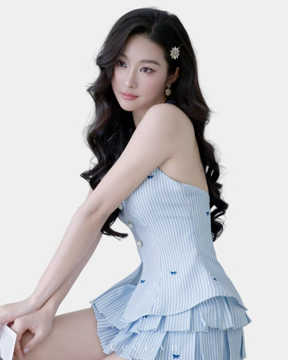 Ceci Maisie Top - Bow Bluebell