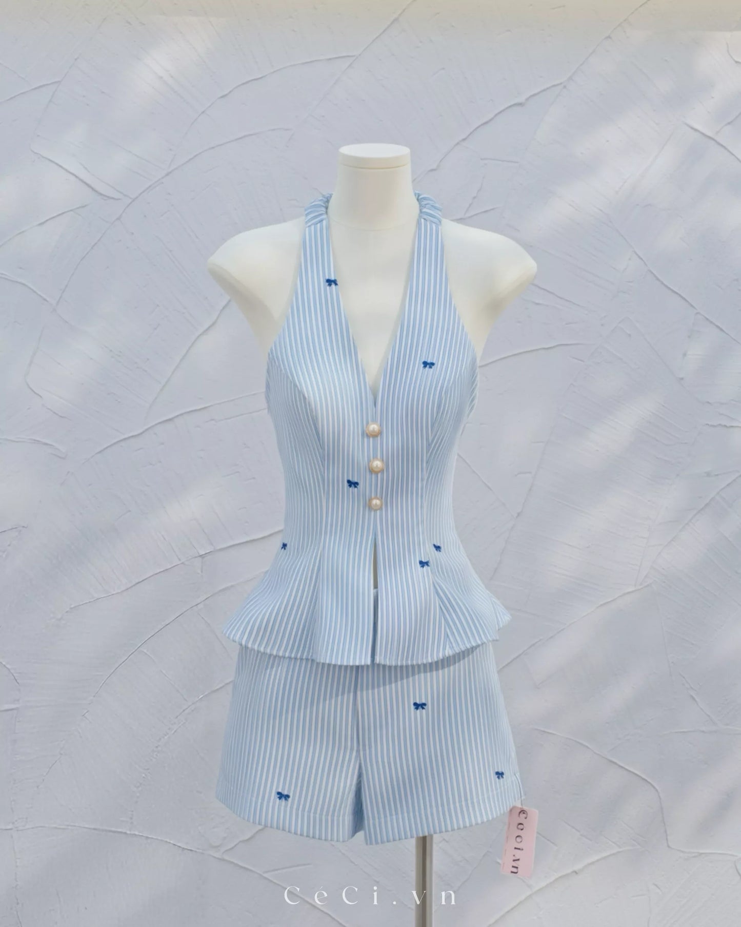 Ceci Maisie Top - Bow Bluebell
