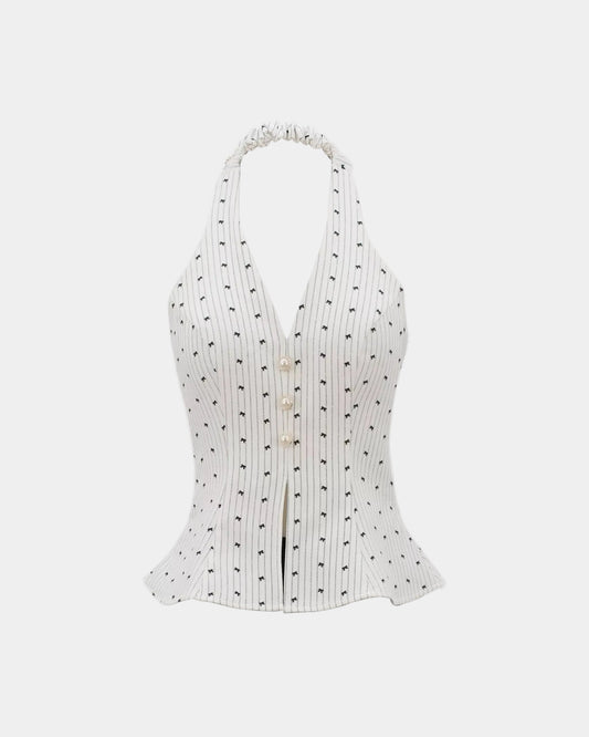 Ceci Maisie Top - Bow Ivorybell