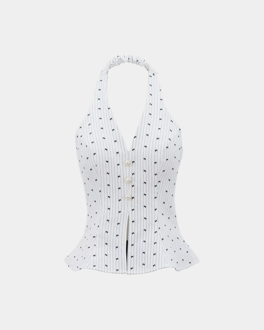 Ceci Maisie Top - Bow Snowbell