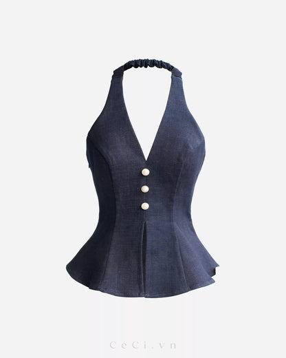 Ceci Maisie Top - Dark Denim