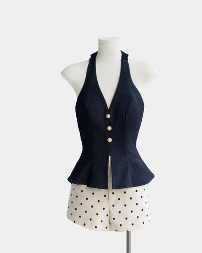 Ceci Maisie Top - Dark Denim