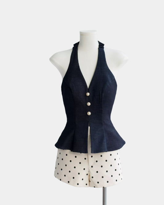 Ceci Maisie Top - Dark Denim